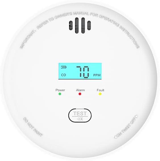2 in 1 Home Safety Alarm with Digital Display and Test Button