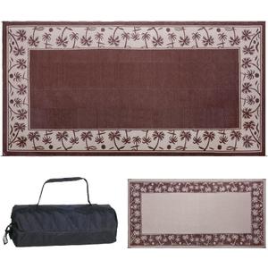 Stylish Camping 209187 9-feet by 18-feet Reversible Mat, Plastic Straw Rug, Large Floor Mat for Outdoors, RV, Patio, Backyard, Picnic, Beach, Camping - Palm Tree Mat (Brown/Beige), 9'x18'