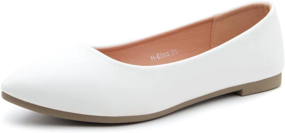Herstyle Pointed Toe Flats for Women  Slip-On Dressy Ballet Flats with Memory Foam | Lightweight Comfortable Business Casual Shoes for Work, Travel & Daily Wear (11, White)