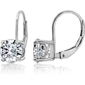 Amazon Essentials Platinum-Plated Sterling Silver Infinite Elements Zirconia Leverback Earrings (previously Amazon Collection) (3 carat)