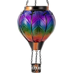 DREAMSOUL Hot Air Balloon Solar Lantern, Glass Outdoor Lantern Hanging Solar Lanterns Outdoor Waterproof for Patio Porch Garden Decor