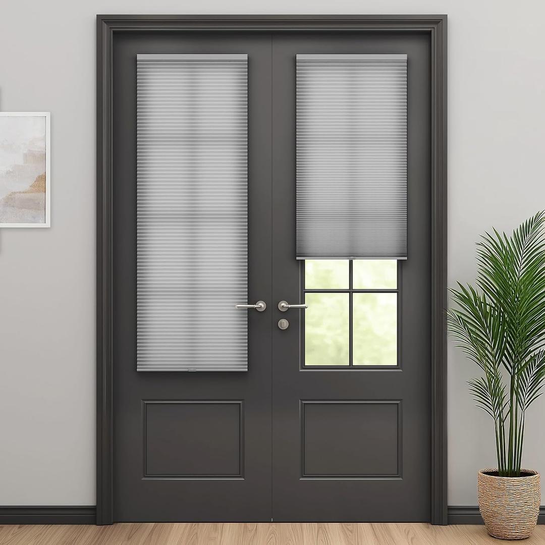 LazBlinds No Drill Cordless Cellular Shades for Doors, 25" W x 70" H, Grey
Light Filtering Fabric, With Thermal Insulation & Noise Reduction, for Sliding Doors Front Door Patio, 1 Pack