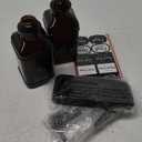 LMQML Soap Dispenser - 2 Pack, Antique Design Thick Amber Glass Hand Soap Dispensers with Sturdy Tray; 304 Rust Proof Stainless Steel Black Pump, 12Pcs Stickers, for Kitchen, Bathroom- Black