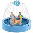 Pechfun 79'' Dog Pool with Sprinkler, Dog Pools for Large Dogs, Foldable 2-in-1 Kiddie Pool for Dogs & Kids, Non-Slip Heavy Duty Hard Plastic Pet Bathing Tub for Outdoor Backyard, Blue