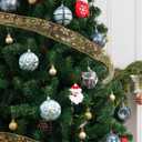3.15" Blue Silver Christmas Ball Ornaments Set, 16ct Luxury Hand-Painted Shatterproof Large Hanging Bulbs, Bulk for Xmas Tree Wreath Holiday Decoration