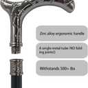 Walking Cane for Men & Women - Heavy Duty 500+ lbs Capacity, Gothic Decorative Ornate Metal Cane with Ergonomic Handle, Black & Silver Design Walking Stick for Senior