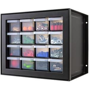 IRIS USA Small Plastic Drawer Organizer, 15-Drawer, Stackable Teacher Toolbox Crayon Small Parts Bead Building Bricks Screw Garage Desk Storage Cabinet, Drink and Water Flavor Packet Organizer, Black
