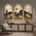 Framed 3D Wood Mountain Farmhouse Wall Art for Living Room Decor, 24x36 In, 24" W x 36" H x 3Pcs