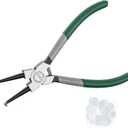 Eupheng Fishing Skirt Tool, Angled Nose Skirt Collar Pliers, Heavy Duty Skirt Making Tool for Silicone Jig Skirts, Rubber Collars, SpinnerBait Buzzbait Hand Fittings (Pliers+White Skirt Band*100)