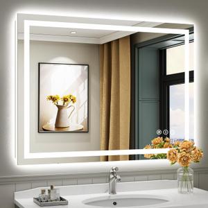 48"x36" LED Bathroom Mirror with Lights, Backlit & Front Lit, Anti-Fog Lighted Bathroom Vanity Mirror for Wall, Memory Function, Dimmable, HD Tempered Glass, Shatter-Proof
