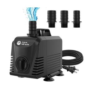 AquaMiracle Submersible Water Pump Aquarium Water Pump with Flow Control, Pond Pump Fountain Pump for Pond, Fountain, Waterfall, Statuary, Water feature, Hydroponics (550GPH, 35W)