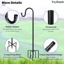 Shepherd Hooks for Outdoor, 1 Pack 62 Inch Bird Feeder Pole with 5 Prongs Base for Hanging Lantern, Hummingbird Feeder, Lightweight Plant, Shepherds Hook for Bird Feeders for Outside