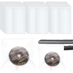 Yexiya 200 Pcs 5 x 7" Heat Seal Cookie Bags Matte Frosted Cellophane Cookie Bags Flat Edge for Treat Chocolate Candy Desserts Snack Packs for Gift Giving