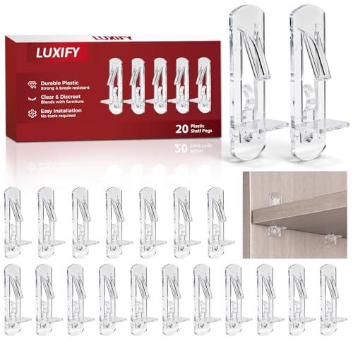 2 x 20 PCS Locking Shelf Pegs 5mm*3/4" Plastic Clear Shelf Pins & Pegs for Kitchen Cabinets, Bookcases, Wardrobe Transparent Plastic Shelf Support Pins, Compatible with Standard 5mm Holes