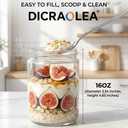 16oz 4Pack Glass Overnight Oats Jars Containers with Airtight Leakproof Lids, Reusable Mason Jars for Meal Prep, Yogurt Parfaits, Smoothies, Salads & Healthy Breakfasts (16 OZ-4-1)