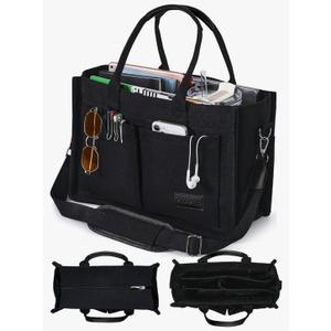 FIORETTO Canvas Tote Bag for Women with Zipper Closure & Individual Compartments for Work College for Teacher & Nurse Size M