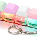 Keyboard Fidget Toys for Adults Keyboard Clicker with LED Light Keychain Fidget Sensory Fun Toys for Anxiety Decompression (Macaroon2, 4 in 1)