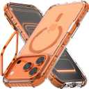 Nvollnoe for iPhone 17 Pro Case Compatible with MagSafe Military Grade Shockproof Heavy Duty Protective Adjustable Kickstand Ultra Clear Magnetic Phone Case for iPhone 17 Pro(Orange)