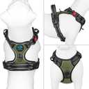 PHOEPET No Pull Dog Harness with Handle Front & Back Clip, Easy on Lockable Snap Buckle at Neck, Adjustable Reflective Vest with Handle for Small Medium Large Dogs (M, Misty Green)