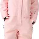 WOWULOVELY Women's Ski Suit One Piece Snowsuits Jumpsuits Windproof Waterproof Warm Breathable Snowsuit for Snow Sports (Medium, Pink)