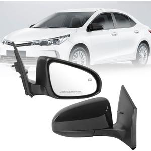 JDMSPEED Right Passenger Side View Door Mirror Compatible with 2014-2019 Toyota Corolla with Power Glass Manual Folding Heated Black Replaces TO1320294(5Pin)