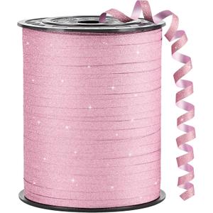 500 Yards Glitter Pink Curling Ribbon-Balloon String-Balloon Ribbon Roll for Party Decoration, Gift Wrapping, Wedding, Art Crafts, Florist Flower