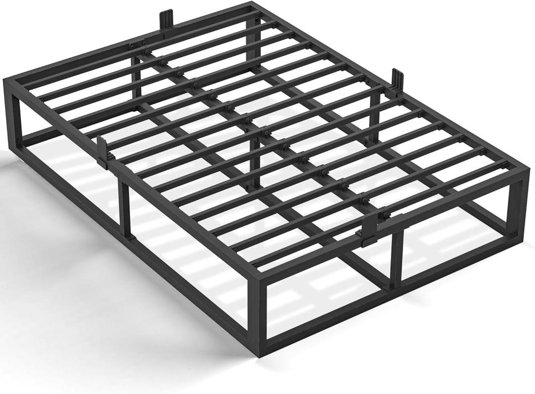 Bilily 14 Inch Queen Bed Frame with Sturdy Steel Slat Support,Heavy Duty Metal Platform Queen Size Mattress Foundation,No Box Spring Needed,Easy Assembly,Noise Free,Black