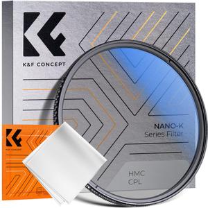 K&F CONCEPT 39mm Circular Polarizer Filter Ultra-Slim 18 Multi-Coated Optical Glass Circular Polarizing Filter for Camera Lenses with Cleaning Cloth (K Series)