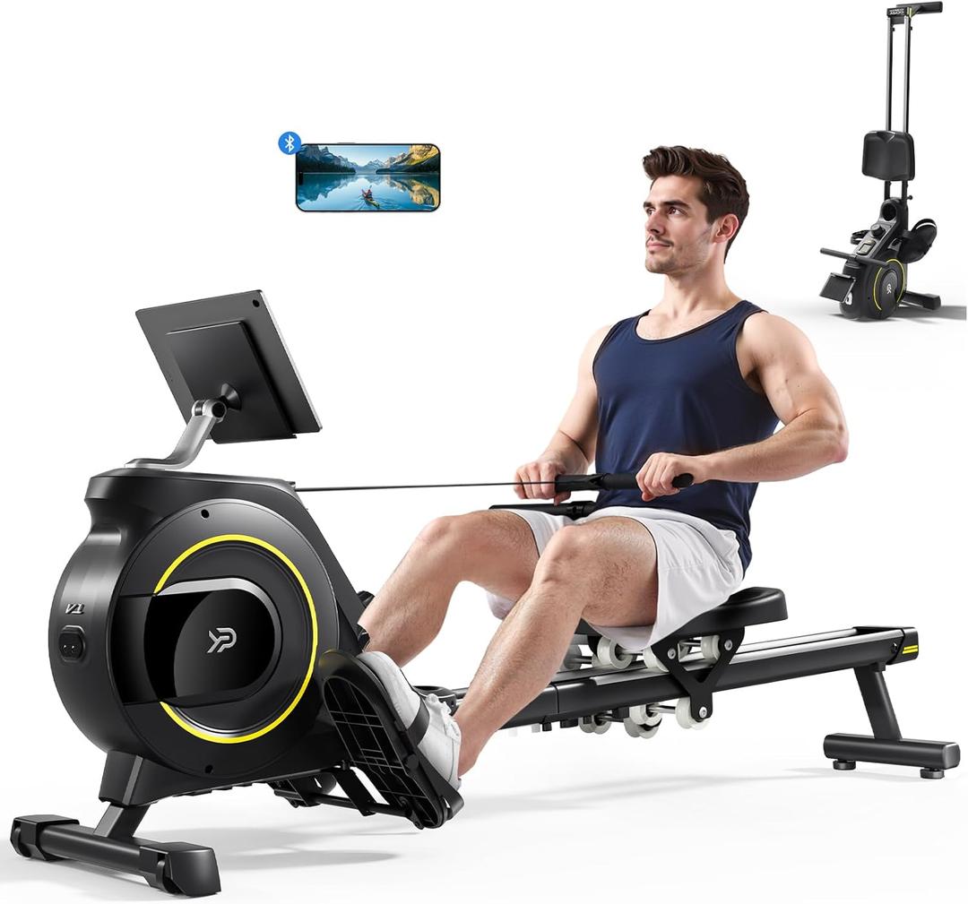 Rowing Machine for Home, 350 LB Capacity, 16-Level Silent Resistance, Magnetic Rowing Machines for Home Foldable, Full-Body Workout Compact Rowing Machine for Cardio & Strength with APP Support (Black)