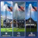 11 Gauge Flag Pole Kit with Solar Light for Outside House, 120 MPH Flagpole Hardware 25FT Silver Metal for In Ground Use, 2.3 mm Thickness, with Flag