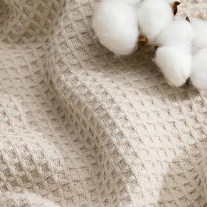 Bedsure GentleSoft 100% Cotton Blanket Queen Size for Bed - Breathable Lightweight and Soft for Summer, Basket Waffle Weave Woven Blankets, Home Decor Gift for Women, Beige, 90x90 inches