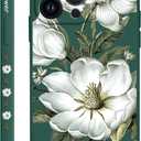 for iPhone 15 Pro Max Case Anti Scratch Soft Microfiber Lining, Soft Shockproof Slim Fit Floral for iPhone 15 Pro Max Phone Cover 6.7 inch-Cotton Green