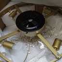 Crystal Caged Ceiling Fan with Light Flush Mount, 20inch Crystal Ceiling Fan with Light and Remote, Gold Crystal Fandelier Ceilings Fans with Lights for Bedroom, Dining Room, Living Room