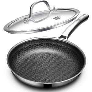 Non Stick Frying Pans 12 inch, Hybrid Frying Skillets Nonstick with Lid,non stick Stainless Steel Pans, Dishwasher and Oven-Safe Chef Pan, Induction Compatible Cooking Pan, PFOA Free Cookware