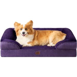 EHEYCIGA Orthopedic Dog Beds for Large Dogs, Waterproof Memory Foam Large Pet Bed with Sides, Non-Slip Bottom and Egg-Crate Foam Dog Couch Bed with Washable Removable Cover, Purple (35.0"L x 22.0"W x 6.5"Th)