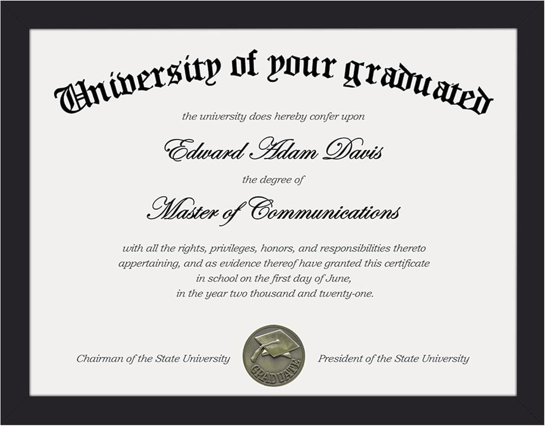 upsimples Certificate Frame with Clear Plexiglass, 8.5 by 11 Picture Diploma Document Degree Frames for Wall and Tabletop, Black, 1 Pack