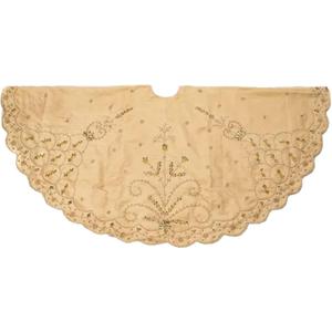 Kurt Adler 48-Inch Gold Polyester Treeskirt with Handwork Details