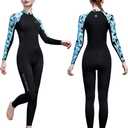 Skyone Full Body Rash Guard Swimsuit Dive Skins for Women Men, Thin Wet Suit Diving Suit UV Protection Long Sleeve Scuba Skin (Small, Black Blue Women)