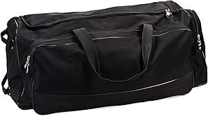 Champion Sports Wheeled Equipment Bag: Large Nylon Athletic Travel Bag with Wheels for Baseball, Football, Basketball, Soccer, Hockey, and Training , Black