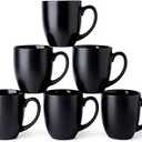 AmorArc 12oz Coffee Mugs Set of 6, Large Ceramic Coffee Mugs for Men Women Dad Mom, Modern Coffee Cups with handle for Tea/Latte/Cappuccino/Cocoa. Dishwasher&Microwave Safe, Matte Black