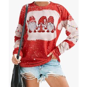 Merry Christmas Sweatshirts for Women Gnomes Santa Christmas Sweatshirt Cute Long Sleeve Pullover Top, XL