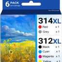 GORLENKE 312XL / 314XL High Yield Ink Cartridge 6/Pack - Replacement for 312XL 314XL Ink Cartridge Expression Photo XP-8500 XP-8600 XP-15000 Printer Ink
