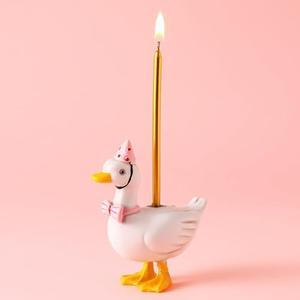 Mumufy Silly Goose Cake Candle Holders with Birthday Party Supplies Mini Cute Cake Topper Stand Candlestick for Kids Baby Shower Party Celebration, 3.15 Inch(Goose)