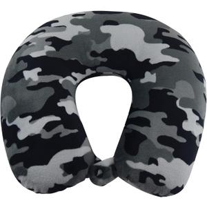 Wolf Essentials Adult Cozy Soft Microfiber Neck Pillow for Travel – Compact, Machine Washable - Perfect for Airplane, Car, or Home Use - Filled and Finished in The USA – Black Camo. Size: Adult (Pack of 1)