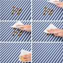 LIBERECOO 60" Square Vinyl Tablecloth with Flannel Backing, Blue Stripe Stain-Resistant Tablecloths Waterproof Oil-Proof Wipeable Table Cover for Indoor/Outdoor Picnic, BBQ