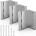 KOLET Offset Door Hinges, 3.5 Inches Expandable Door Hinges, 1/4" Radius Corner Ball Bearing Hinges, 2 Inches Widen Doorway, Smooth and Easy Installation, Brushed Nickel, 3 Packs