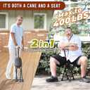 Four-Legged Cane with Seat, Unisex Cane with Seat Folding Lightweight, Adjustable Anti-Slip Cane Chair, Walking Cane with Seat Suitable for Men, Women, Adults and Seniors