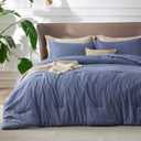 Bedsure Queen Comforter Set - Infinity Blue Soft Bedding for All Seasons, Cationic Dyed Bed Set, 3 Pieces, 1 Queen Size Comforter (90"x90") and 2 Pillow Shams (20"x26"+2")