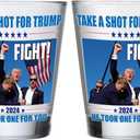 Trump Father's Day Gifts - 2 PACK Trump Shot Glass, Funny Father's Day Gifts for Dad, Husband, Brother, Trump Never Surrender Shot Glasses, Trump Fist Pump Merch, House Warming Gift