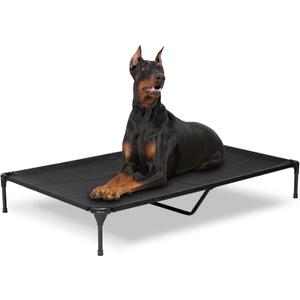 Elevated Outdoor Dog Beds - Dog Cots beds for Large Dogs XXL, Waterproof Raised Dog Bed Easy to Assemble, Cooling Elevated Dog Bed with Teslin Mesh, Durable, Non Slip, Black, 59 inches